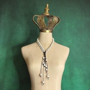 Lula N Lee pearl and leather necklace